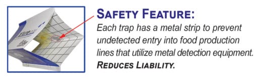 XLure R.T.U. Diamond Traps are metal detectable. Plants with metal detection equipment installed in their production lines will be alerted/halted should an XLure RTU Diamond trap accidentally fall into the production line.